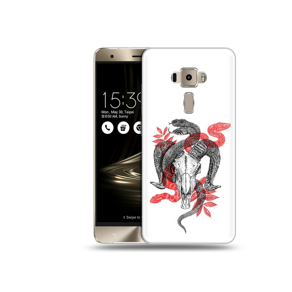 

Чехол MyPads Tocco для Asus ZenFone 3 Neo (ZE520KL) змея в черепе рисунок, Прозрачный, Tocco
