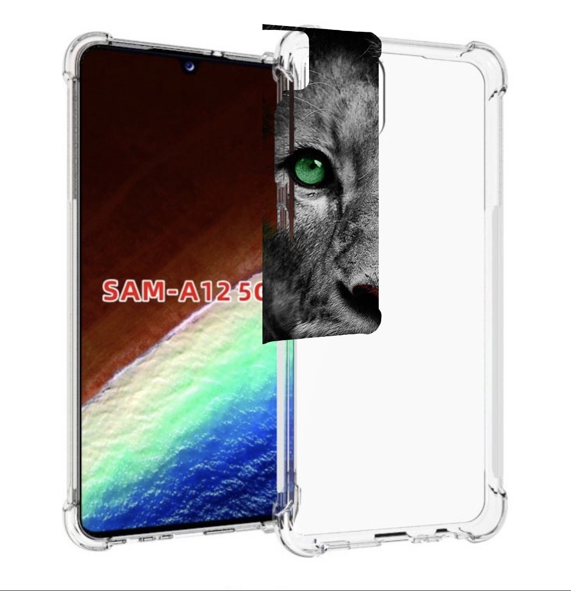 

Чехол MyPads Лев-зеленоглазый мужской для Samsung Galaxy A12 (SM-A125F) 2020/21, Прозрачный, Tocco