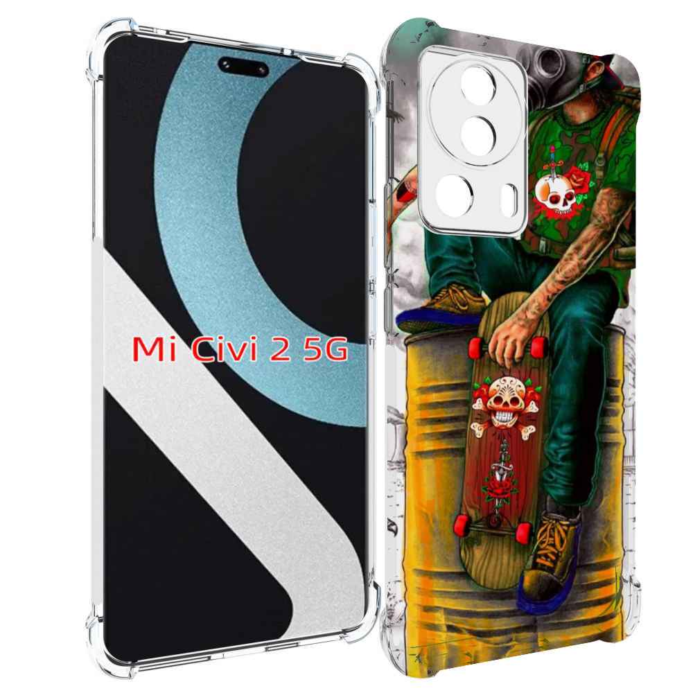 

Чехол MyPads скейтер в противогазе для Xiaomi Civi 2, Прозрачный, Tocco
