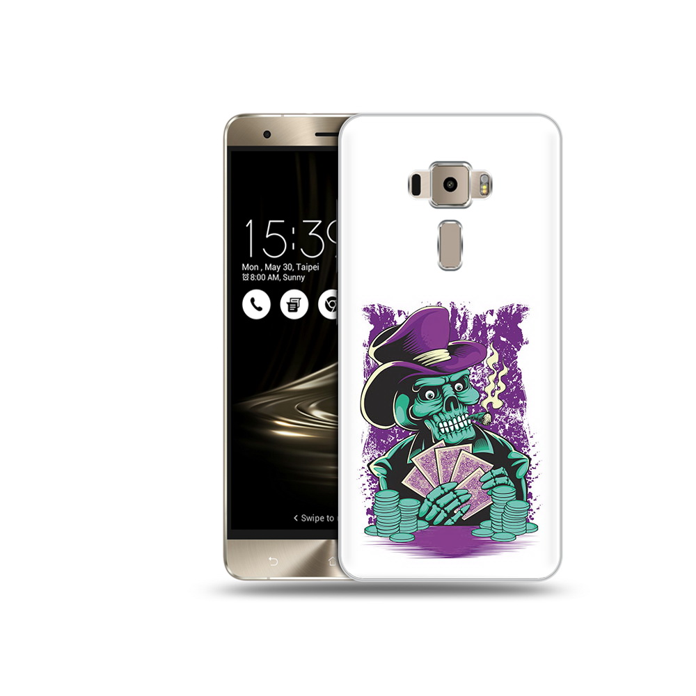 

Чехол MyPads Tocco для Asus ZenFone 3 Neo (ZE520KL) зеленый череп с картами, Прозрачный, Tocco