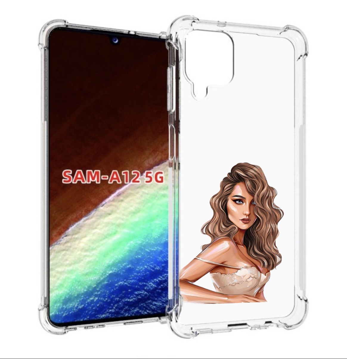 

Чехол MyPads Кудрявая-девушка женский для Samsung Galaxy A12 (SM-A125F) 2020/21, Прозрачный, Tocco