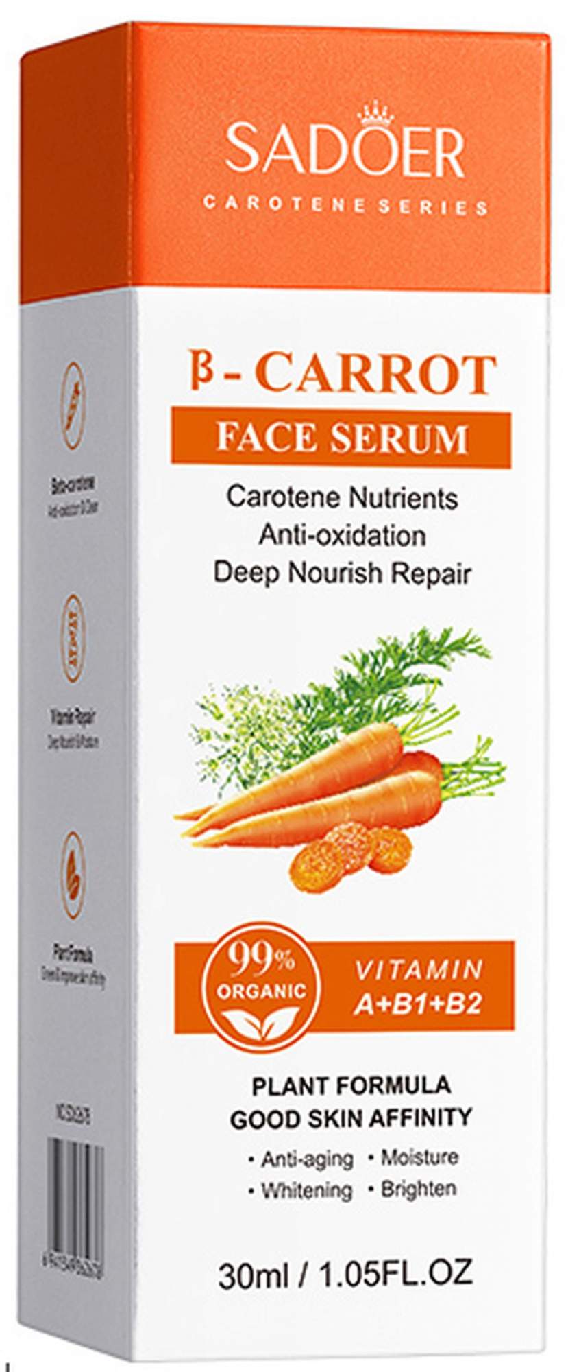 Сыворотка для лица Sadoer с экстрактом моркови 30 мл skinfood диски для лица carrot carotene с экстрактом и маслом моркови успокаивающие 60 0
