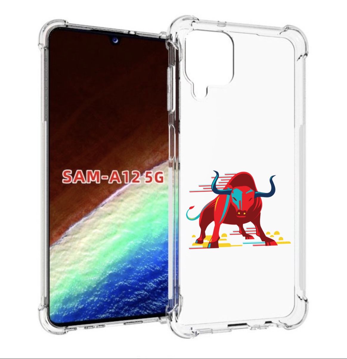 

Чехол MyPads Красный-бык для Samsung Galaxy A12 (SM-A125F) 2020/21/A12 Nacho SM-A127F, Прозрачный, Tocco