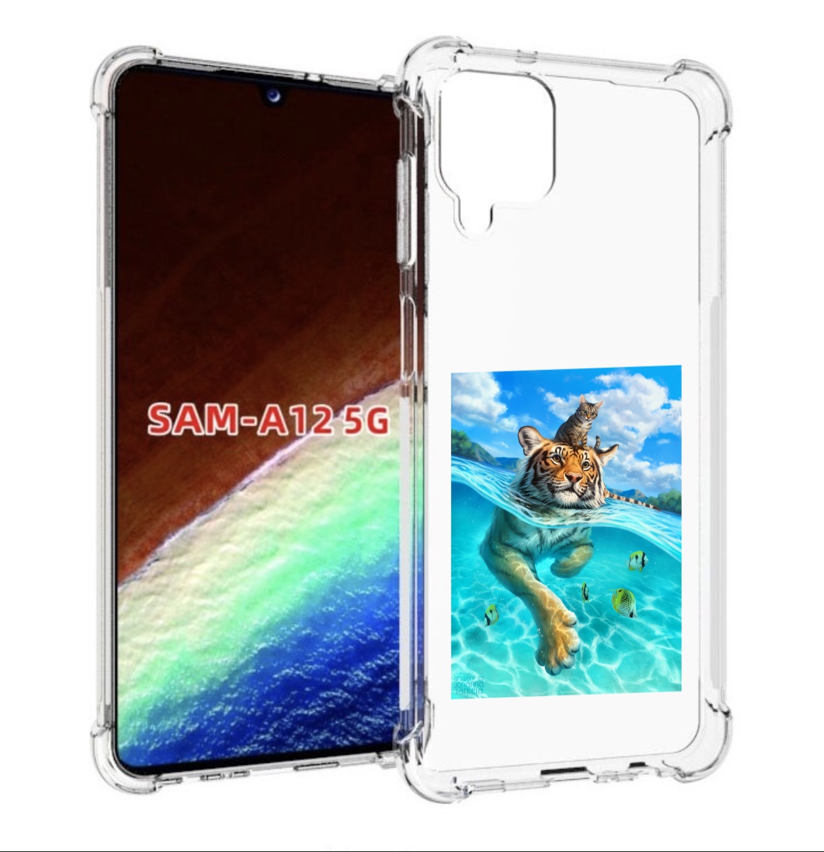 

Чехол MyPads Кот-на-тигре для Samsung Galaxy A12 (SM-A125F) 2020/21/A12 Nacho SM-A127F, Прозрачный, Tocco