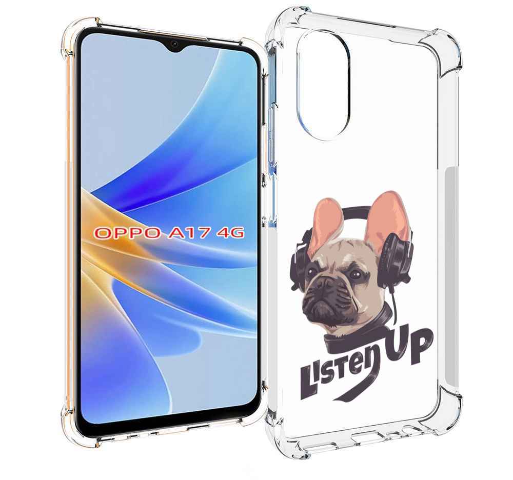 

Чехол MyPads бульдог-слушает-музыку для OPPO A17, Прозрачный, Tocco