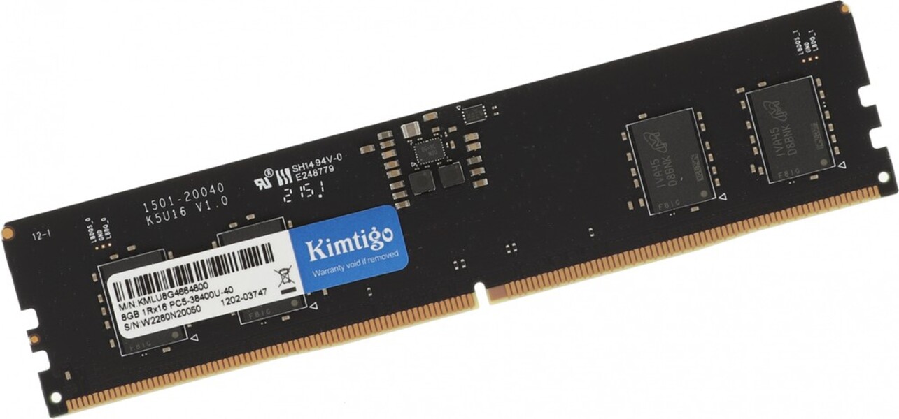 Оперативная память Kimtigo KMLU8G4664800 (KMLU8G4664800), DDR5 1x8Gb, 4800MHz