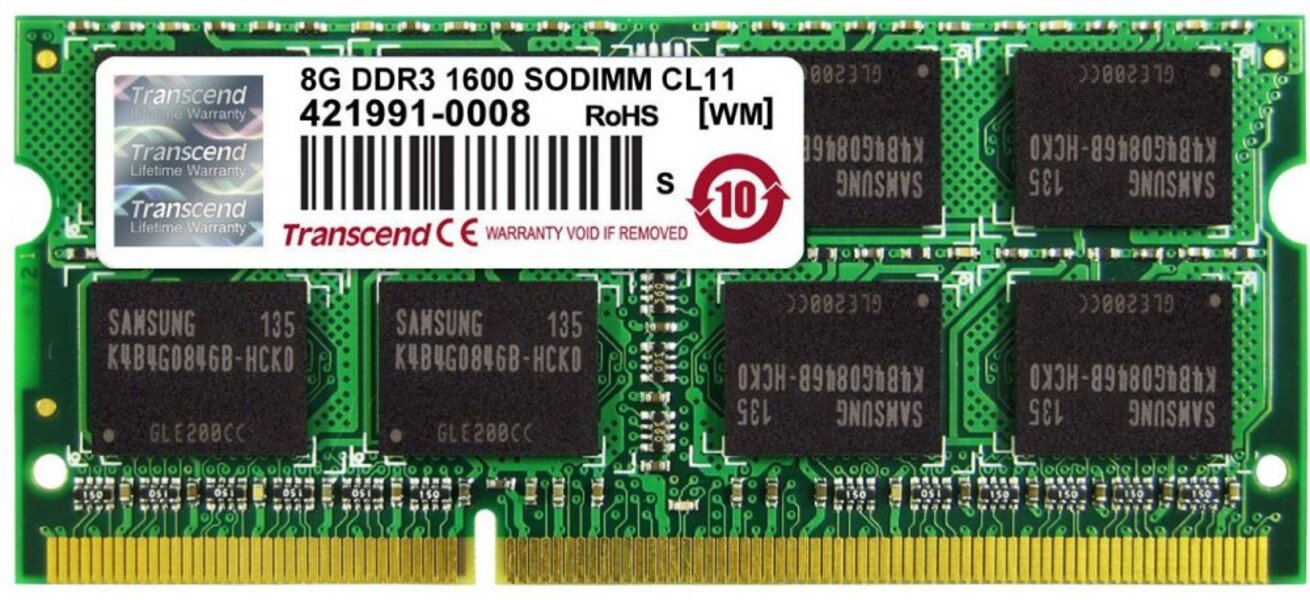 Оперативная память Transcend TS1GSK64V6H (TS1GSK64V6H), DDR3 1x8Gb, 1600MHz