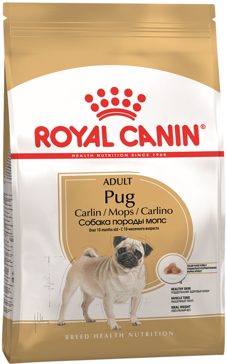 фото Сухой корм для собак royal canin pug adult, птица, 0.5кг