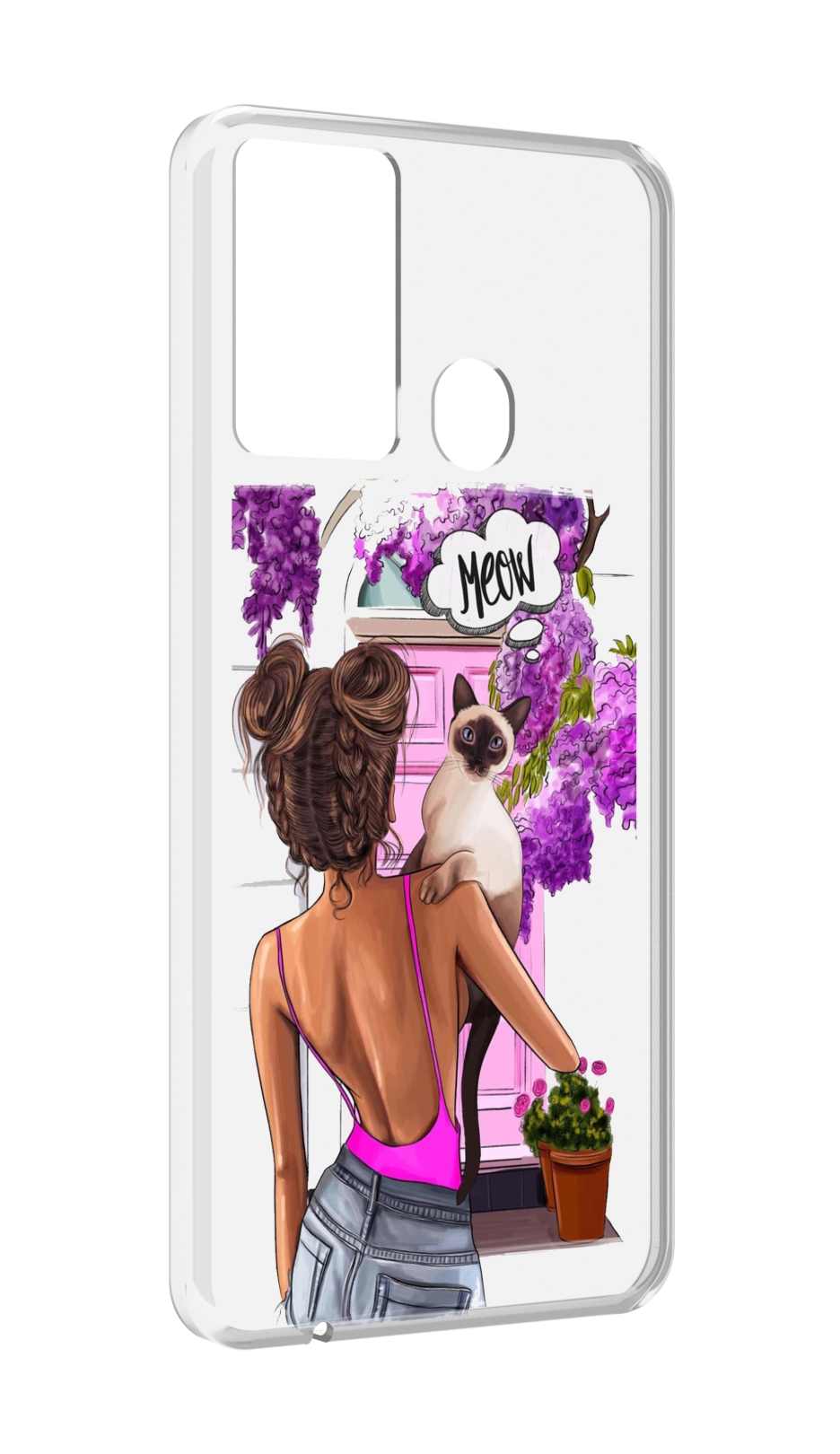 

Чехол MyPads Девушка-с-котиком женский для Itel P37/Itel Vision 2S, Прозрачный, Tocco