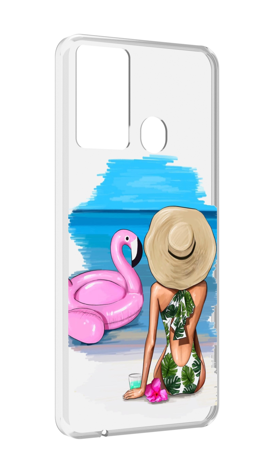 

Чехол MyPads Девушка-и-фламинго женский для Itel P37/Itel Vision 2S, Прозрачный, Tocco