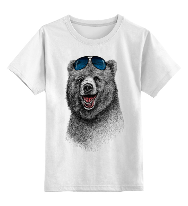 Купить 0000000935172, Детская футболка Printio Позитивный медведь цв.белый р.104,