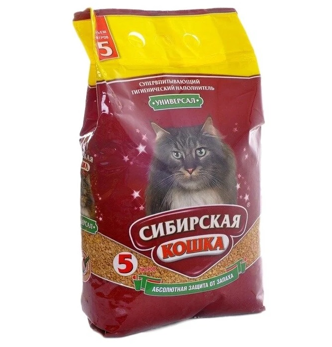 Впитывающий наполнитель Сибирская кошка Универсал бентонитовый, 5 л