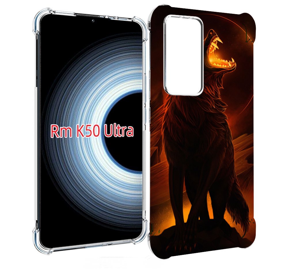 Чехол MyPads волчара с огнем внутри для Xiaomi 12T / Redmi K50 Ultra