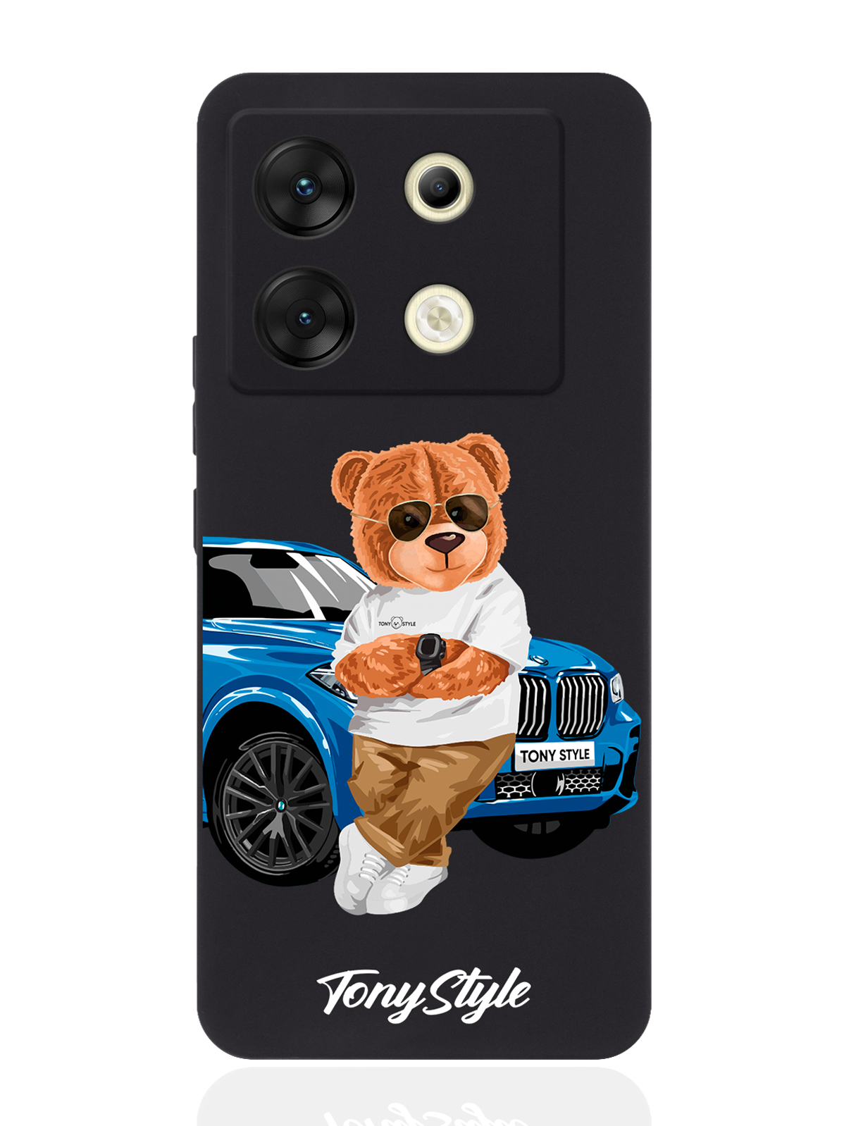 

Чехол для смартфона Infinix Zero 30 5G Tony Style с машиной, Голубой;коричневый;белый, Infinix Zero 30 5G