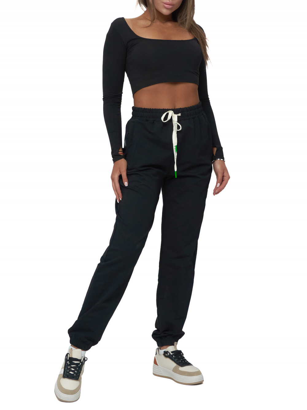 

Брюки женские NoBrand AD320 черные 60 RU, Черный, AD320