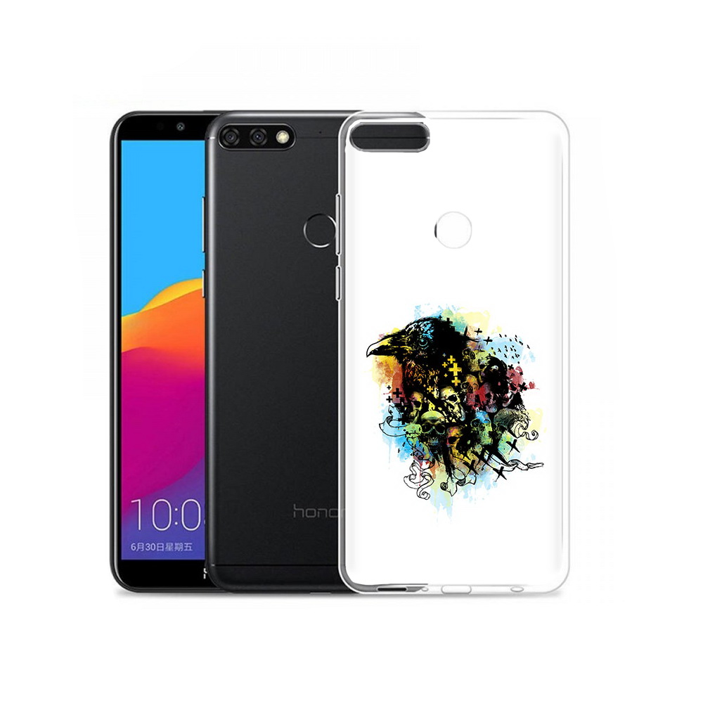 

Чехол MyPads Tocco для Honor 7C Pro ворон и черепа (PT113786.47.273), Прозрачный, Tocco