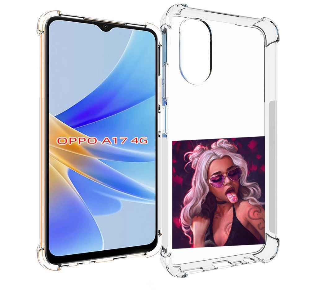 

Чехол MyPads блестящий-язык женский для OPPO A17, Прозрачный, Tocco