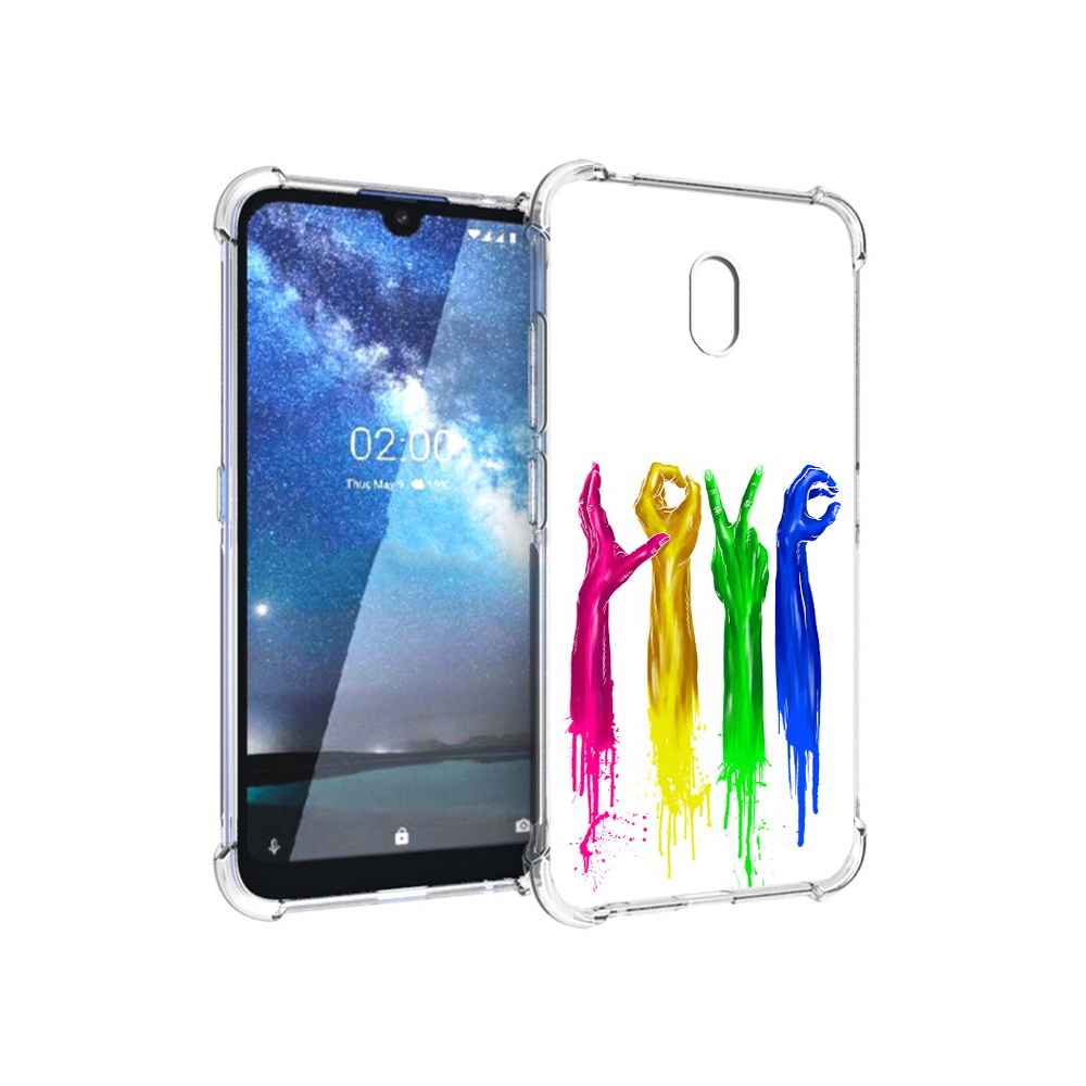 

Чехол MyPads Tocco для Nokia 2.2 яркие руки love (PT134721.103.707), Прозрачный, Tocco