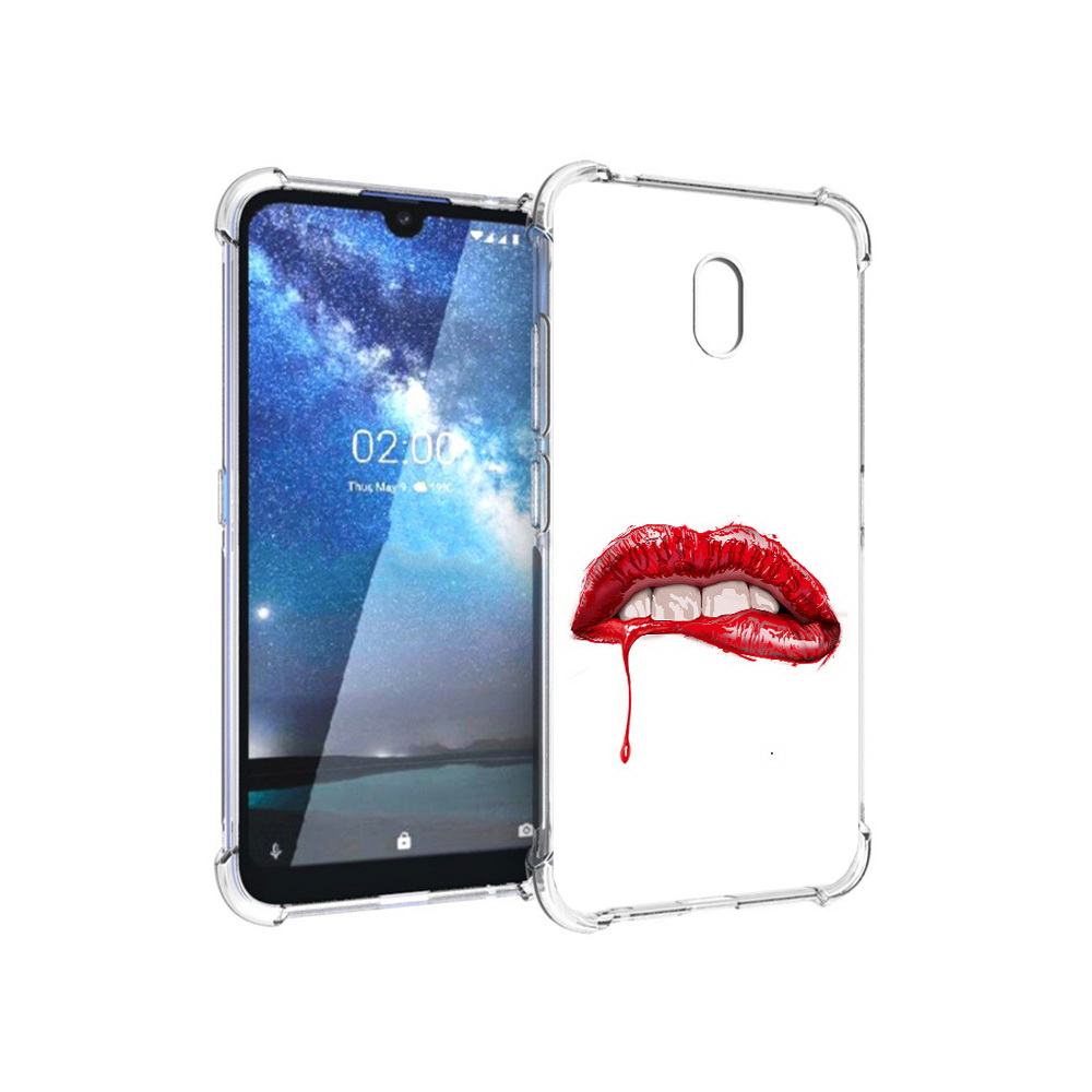 

Чехол MyPads Tocco для Nokia 2.2 яркие красные губы (PT134721.103.706), Прозрачный, Tocco