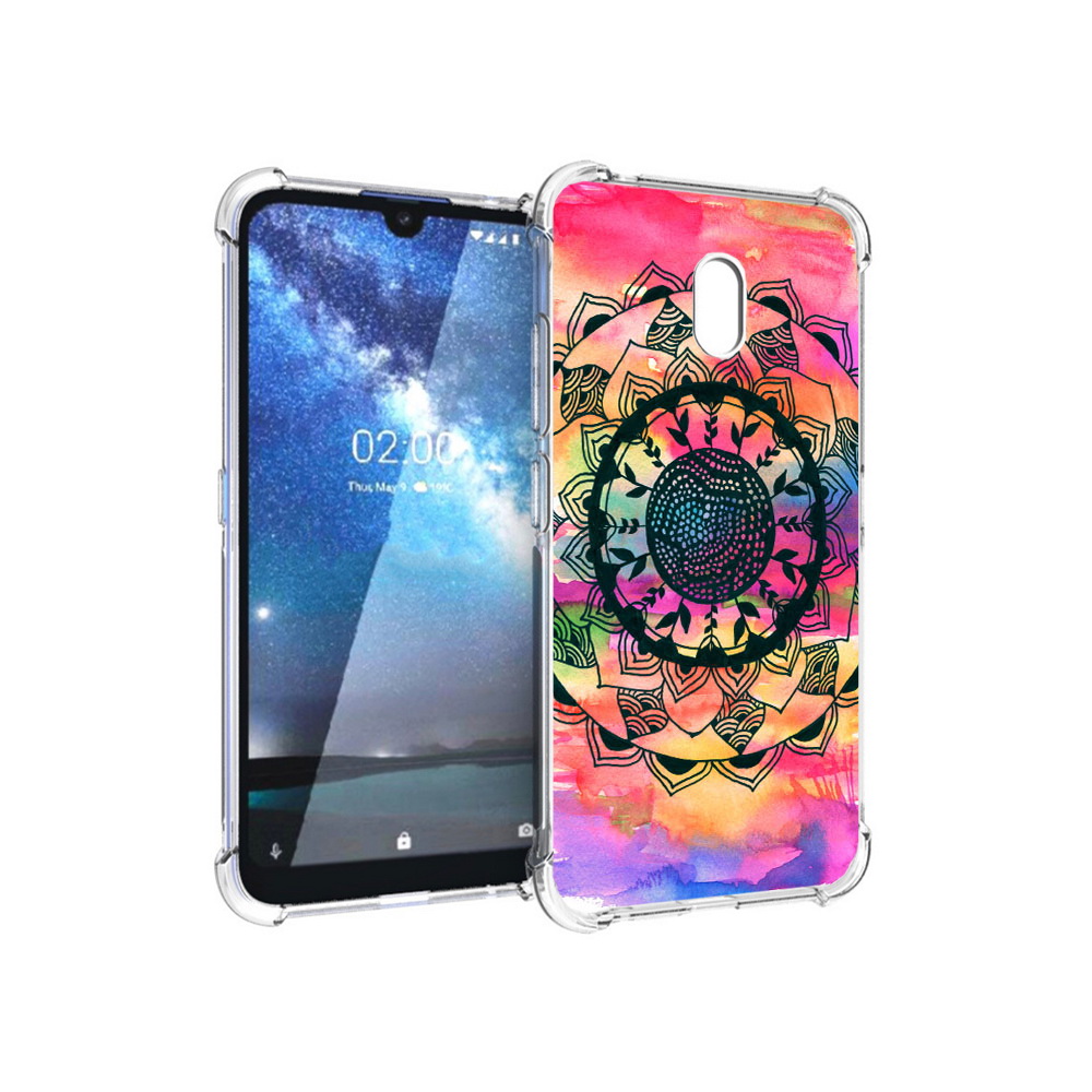

Чехол MyPads Tocco для Nokia 2.2 яркая абстракция круглый цветок (PT134721.103.704), Прозрачный, Tocco