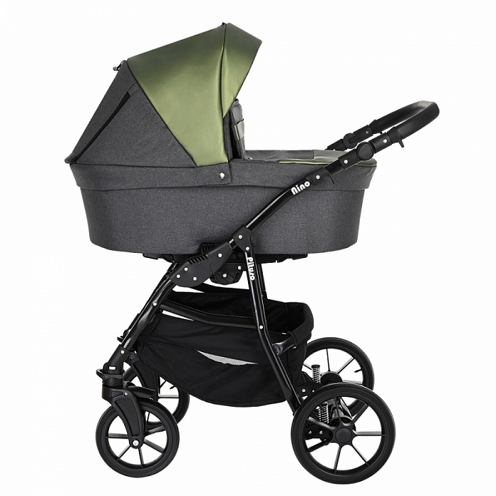 

Коляска 2 в 1 Pituso Nino Ткань/Кожа Antracyt+Кожа Metalic Olive, Nino