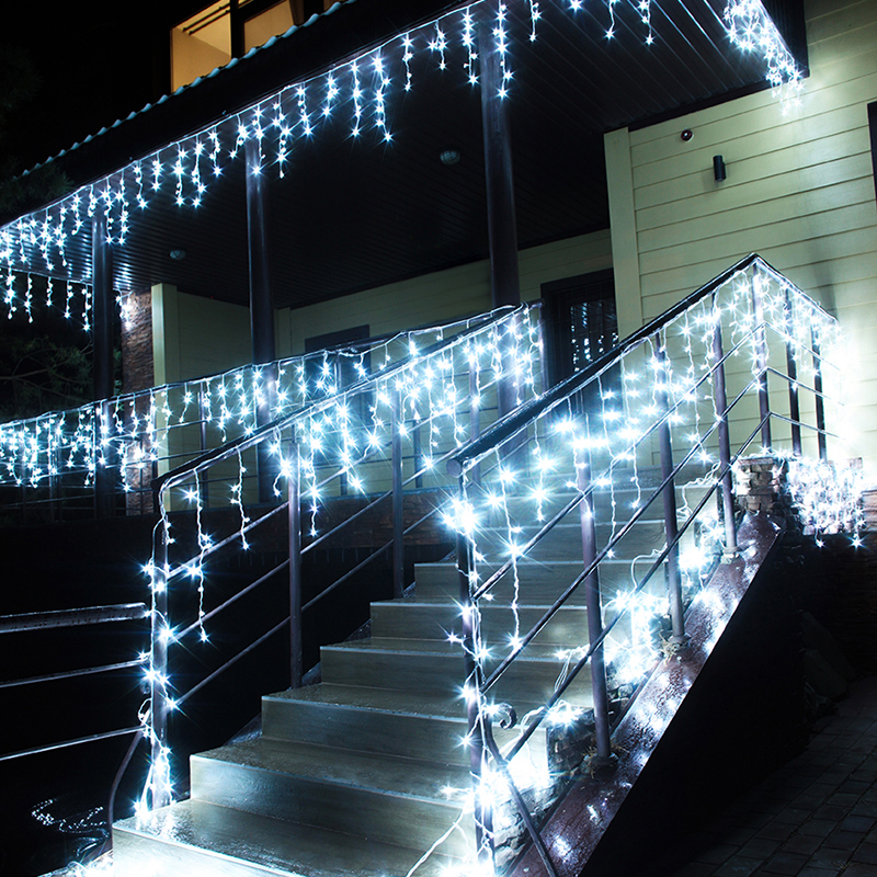 фото Новогодняя светодиодная уличная гирлянда baziator бахрома gh0022 50 м белый холодный