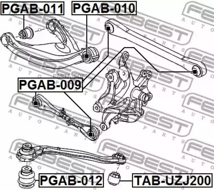 

FEBECT PGAB012 PGAB-012_сайлентблок заднего нижнего продольного рычага!\ Peugeot 407 04-10