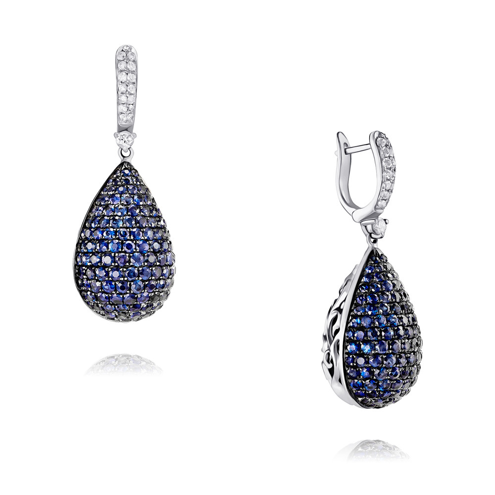 

Серьги из белого золота с бриллиантом/сапфиром ADAMAS 24037469/03-А73ДЧ-432, 24037469/03-А73ДЧ-432