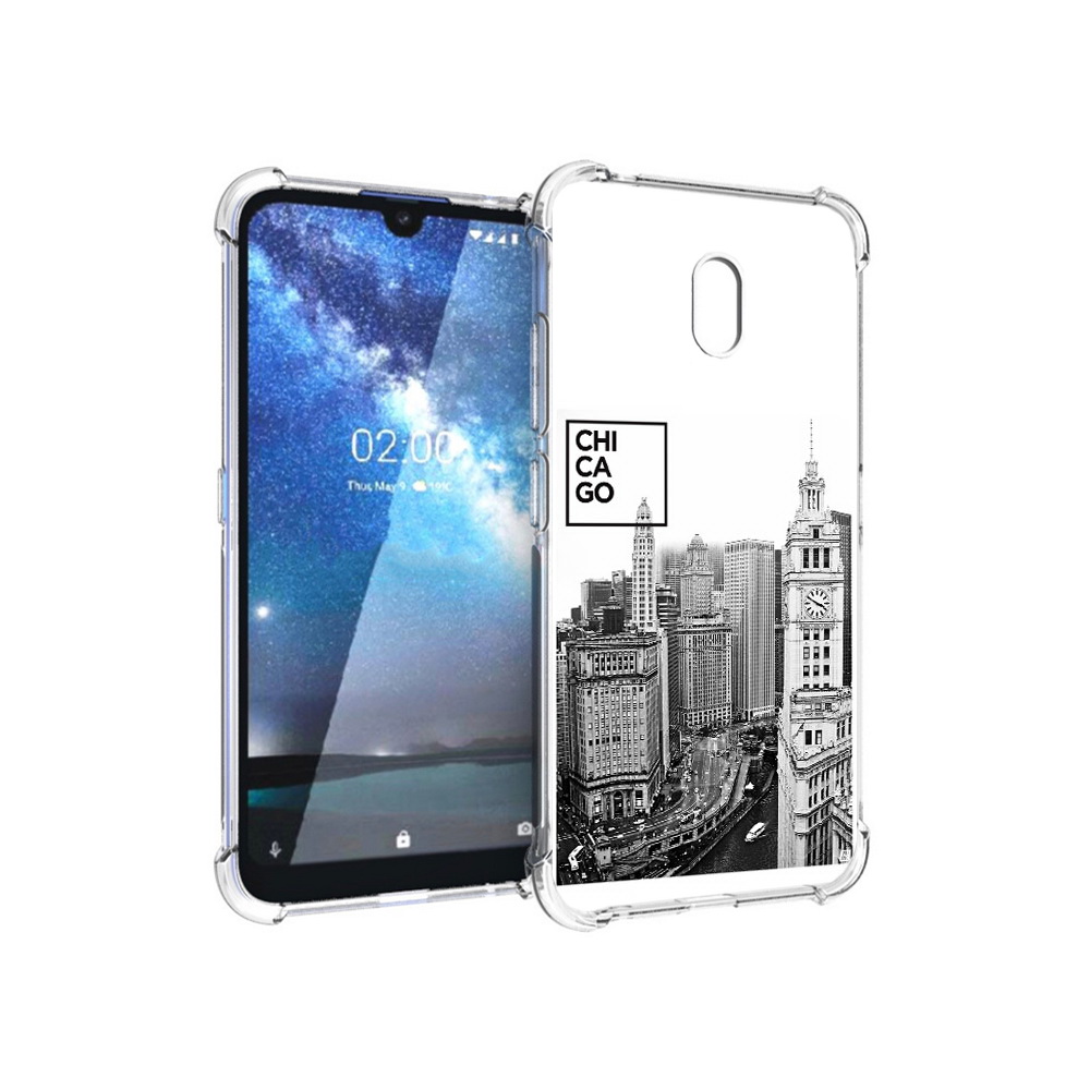 

Чехол MyPads Tocco для Nokia 2.2 черно белый чикаго (PT134721.103.689), Прозрачный, Tocco