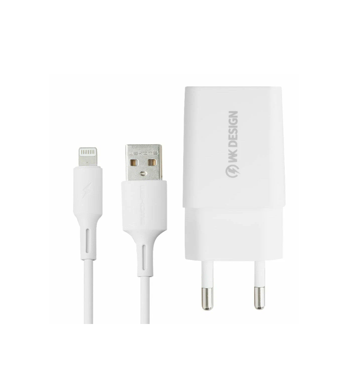 

Сетевое зарядное устройство WK WP-U119i 2xUSB, 2А + кабель Lightning 8-pin, 1м (белый)