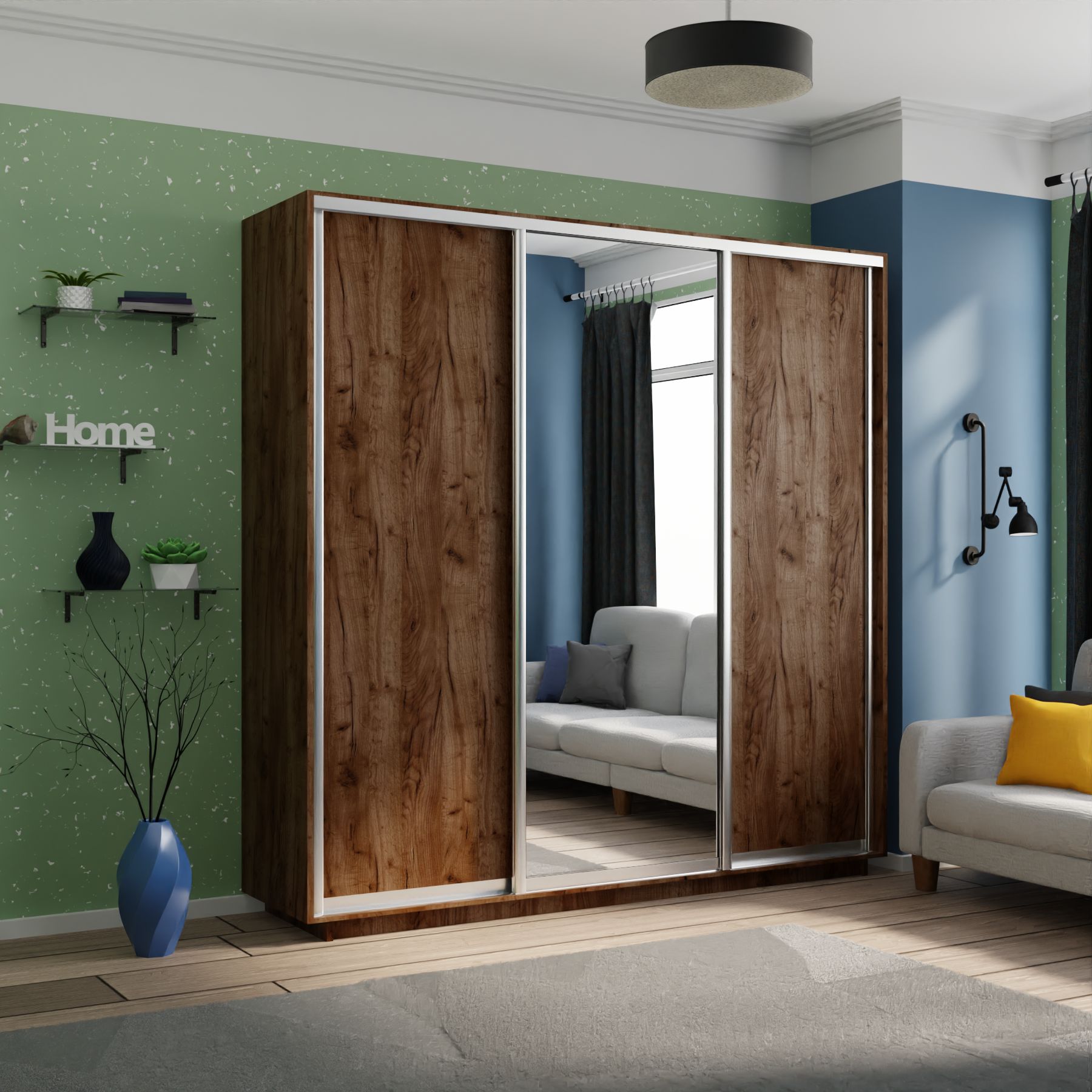 

Шкаф-купеЕ1 Экспресс ДСП/Зеркало/ДСП 210х45х220, Крафт табачный, Коричневый, ДСП/Зеркало/ДСП