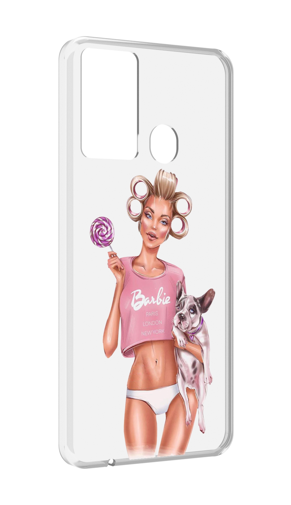 

Чехол MyPads Барби-с-собачкой женский для Itel P37/Itel Vision 2S, Прозрачный, Tocco