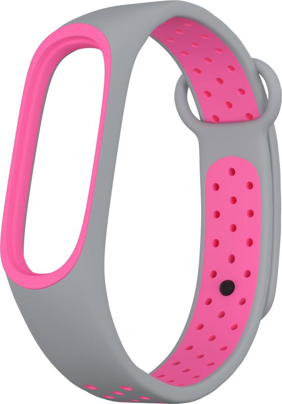 

Ремешок для браслета Xiaomi Mi Band 5, силиконовый, Sport серо-розовый