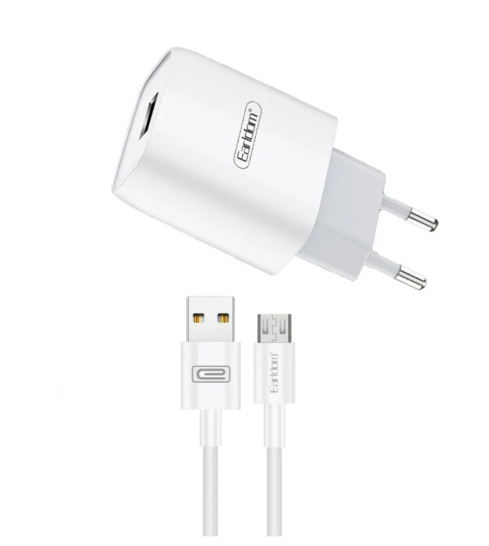 

Сетевое зарядное устройство Earldom ES-197M 1xUSB, 2.1A + кабель MicroUSB, 1м (белый)