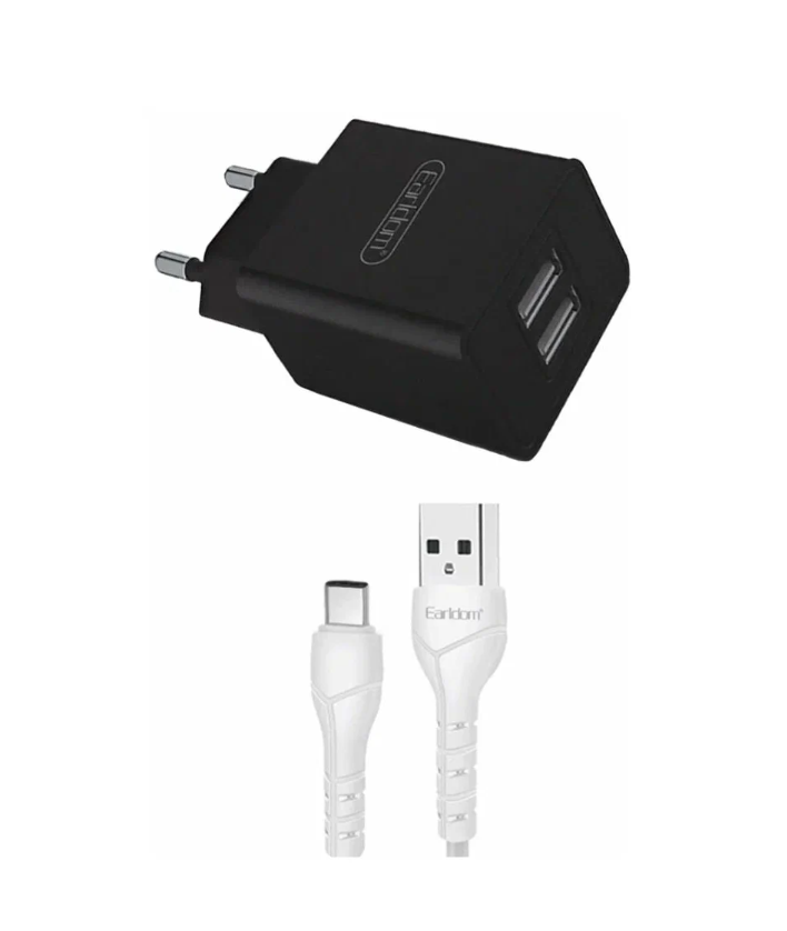 

Сетевое зарядное устройство Earldom ES-194C 2xUSB, 2.1A + кабель Type-C, 1м (черный)