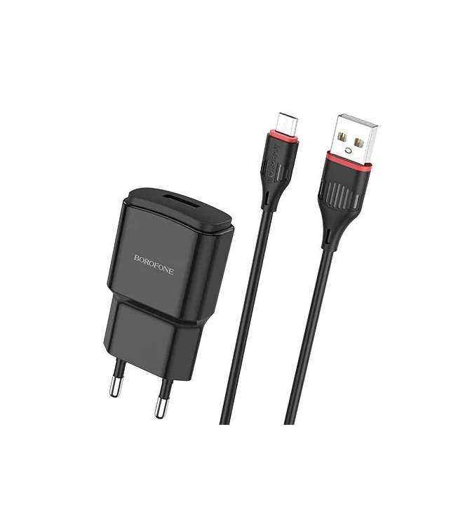 

Сетевое зарядное устройство BOROFONE BA48A Orion 1xUSB, 2.1А + кабель MicroUSB, 1м