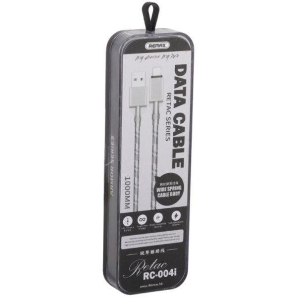 

Кабель USB REMAX RC-004i Sharp Retac Lightning 8-pin, металл, 1 м, серый