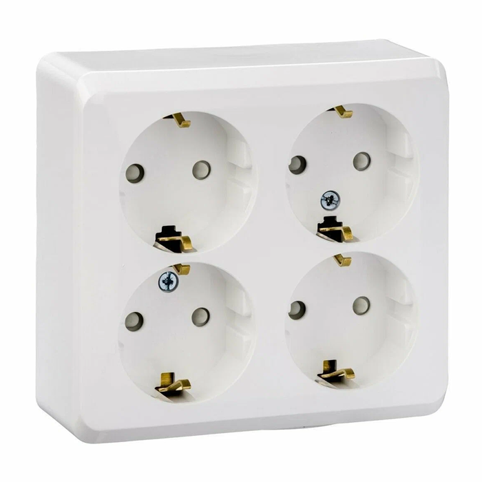 

Розетка накл четырехместная Schneider Electric c/з со шторк, 2шт PA16-208B.2, Белый