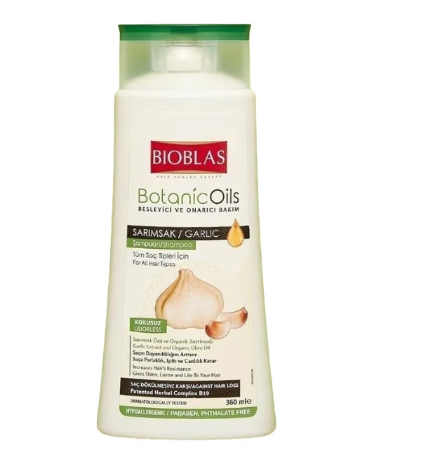 Шампунь Bioblas против выпадения волос с экстрактом чеснока и оливковым маслом, 360 мл