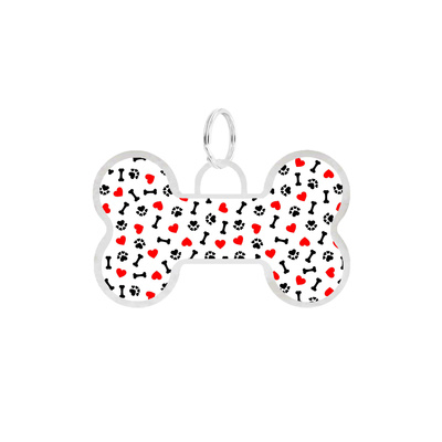 

Адресник Tappi амуниция Талита косточка, с рисунком love, белый, 3,6x2,2 см