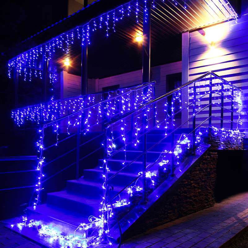 фото Новогодняя светодиодная уличная гирлянда с коннектором baziator бахрома gh0022 34 м синий