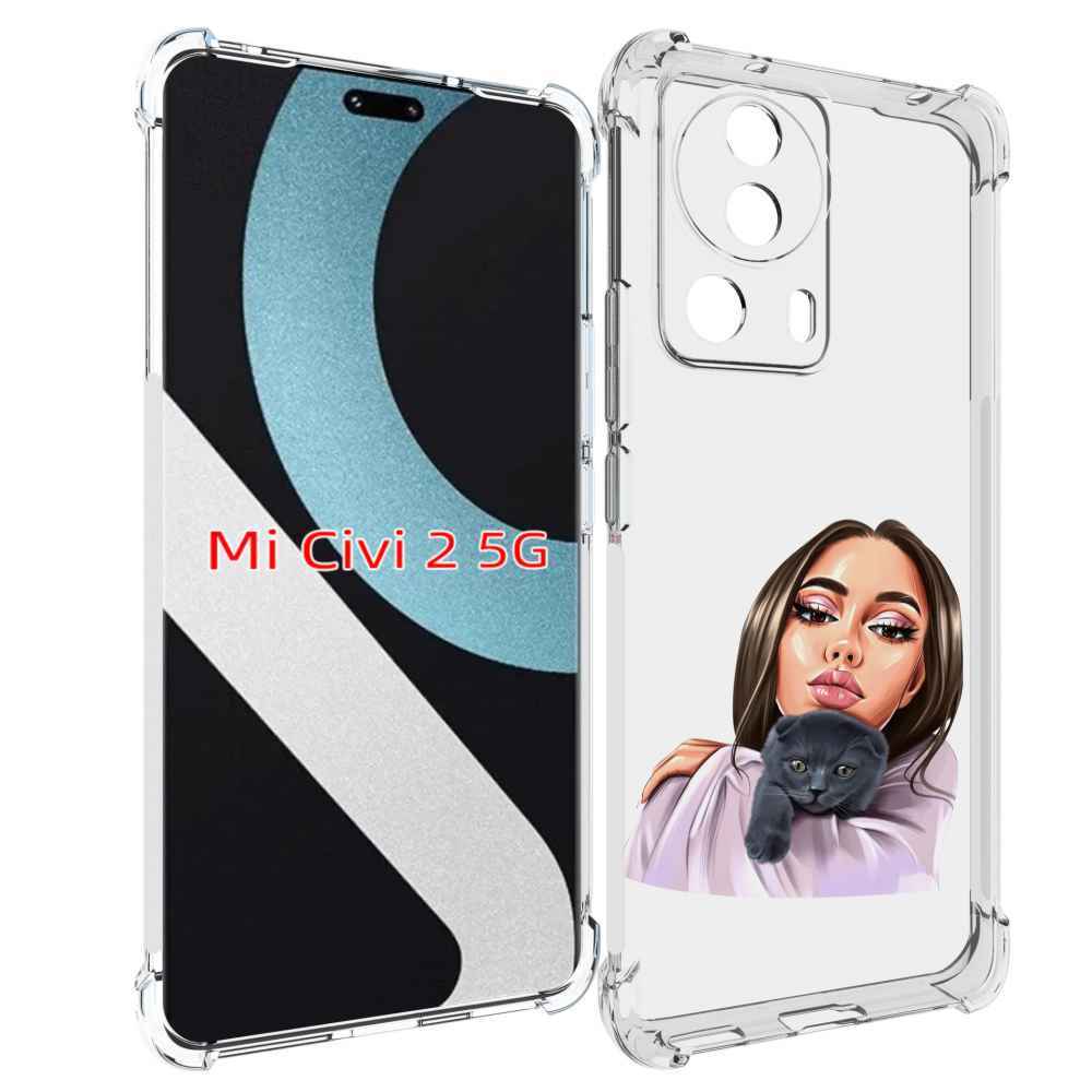

Чехол MyPads нарисованная-девушка-с-котом женский для Xiaomi Civi 2, Прозрачный, Tocco