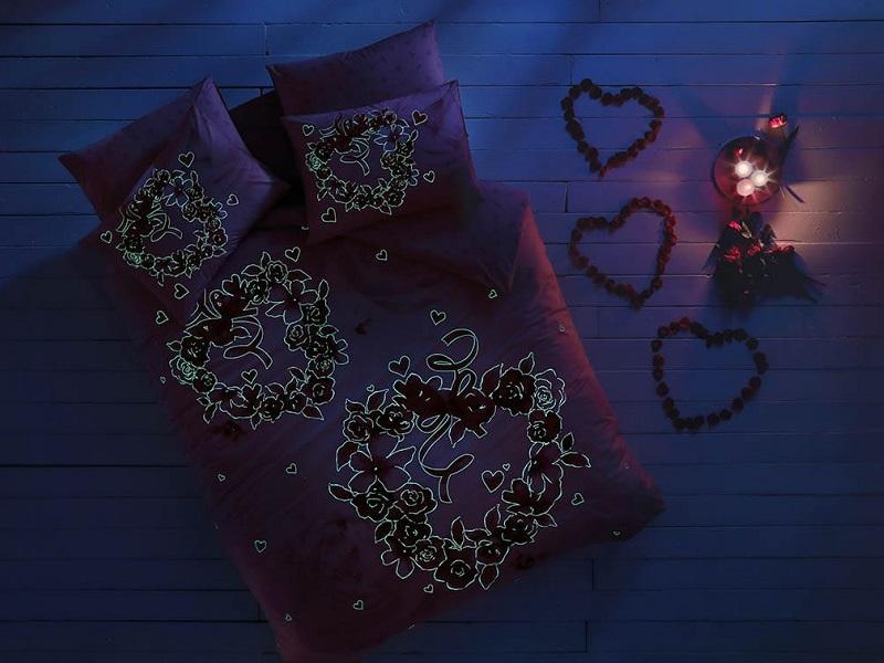 

Tac Постельное белье светящееся из ранфорса Tac Happy Day Roses пудра евро