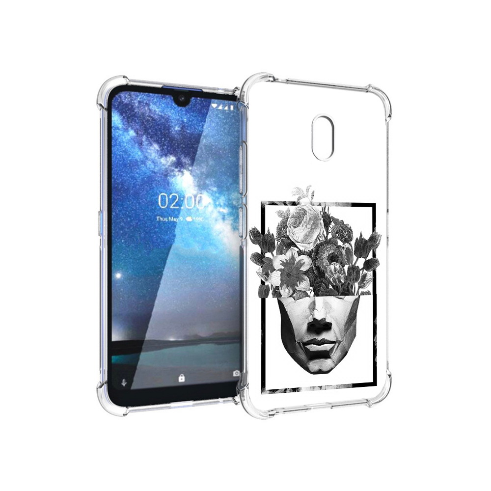 

Чехол MyPads Tocco для Nokia 2.2 черно белая ваза в абстракции (PT134721.103.678), Прозрачный, Tocco
