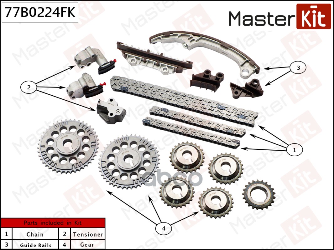 

Комплект Цепи Грм Nissan Vq20de,Vq30de MasterKit арт. 77B0224FK