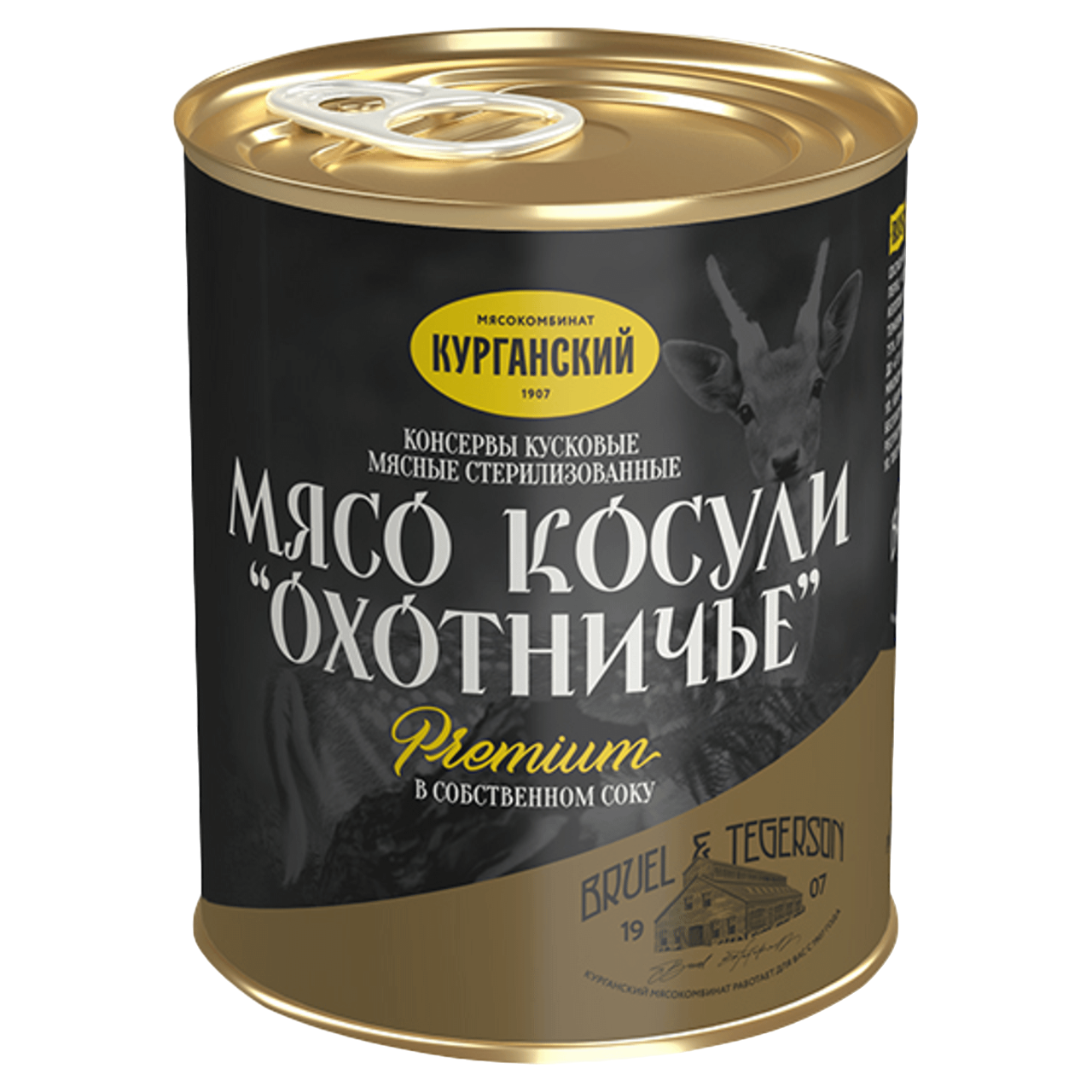 Мясо косули тушеное Курганский мясокомбинат Охотничье Premium, в собственном соку, 330 г