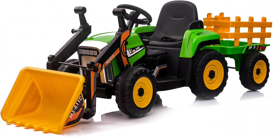 фото Детский электромобиль xmx трактор с ковшом и прицепом - xmx611u-green