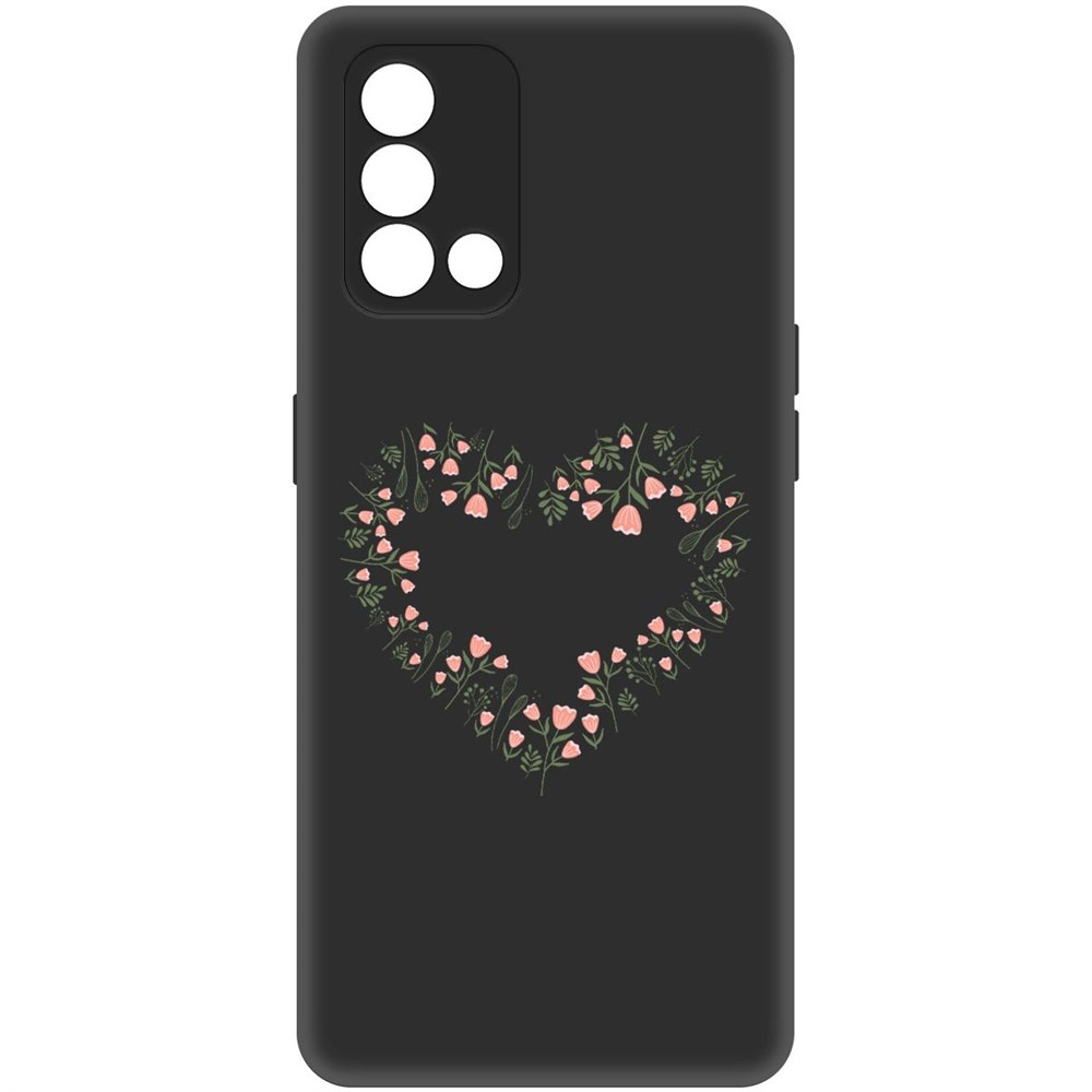 

Чехол-накладка Софт Цветочное сердце для Oppo A74, Черный