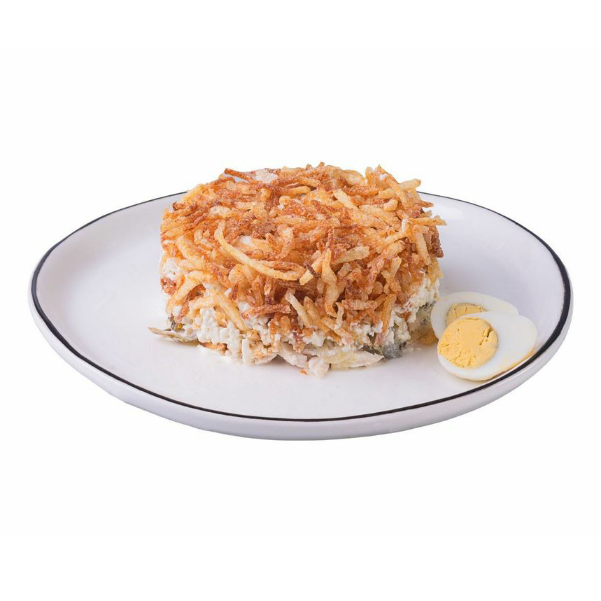 

Салат Гнездо глухаря с курицей и грибами +-500 г