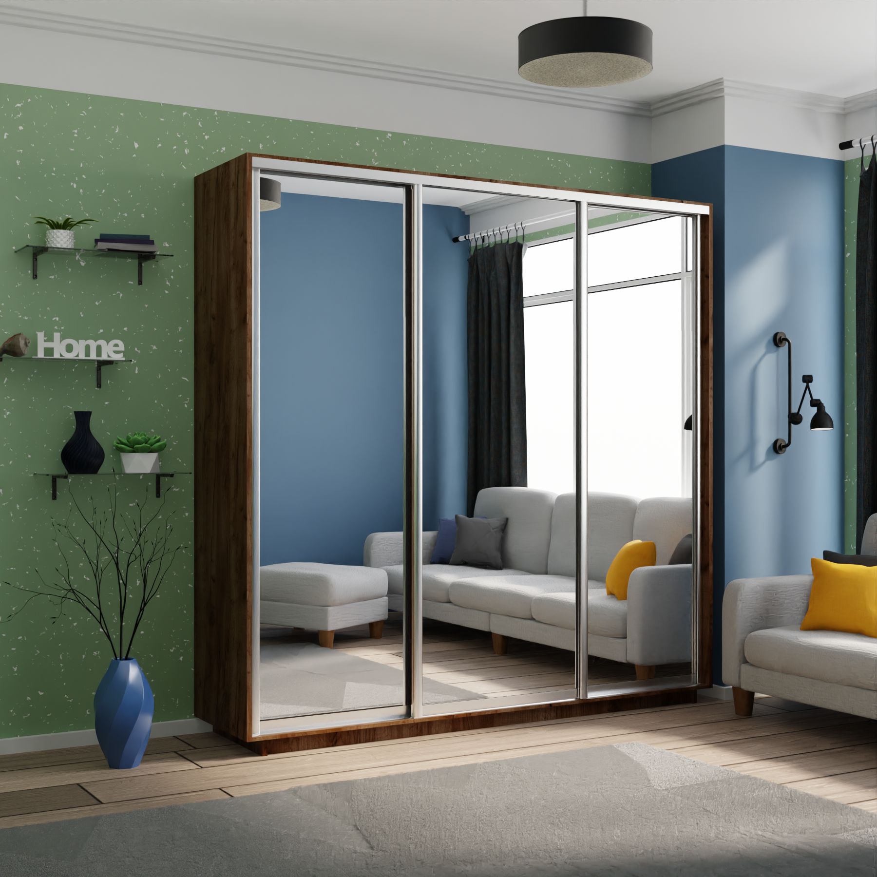 

Шкаф-купеЕ1 Экспресс зеркала 210х45х220, Крафт табачный, Коричневый, зеркала